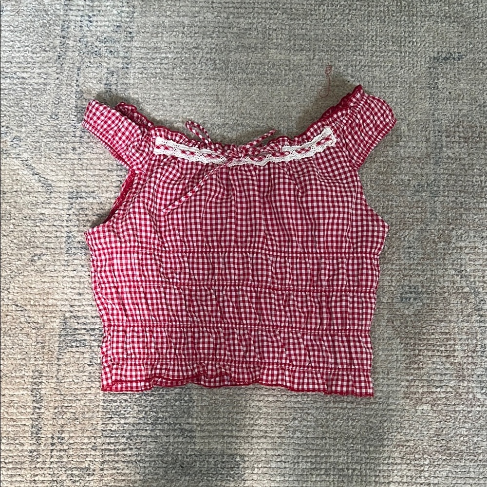 PacSun Red Gingham Off-Shoulder Top